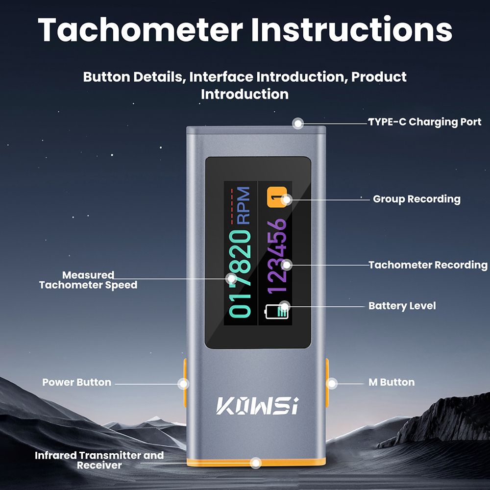 0.96-inch TFT infrared RPM spe - Industrial Laser Tachometer review and price