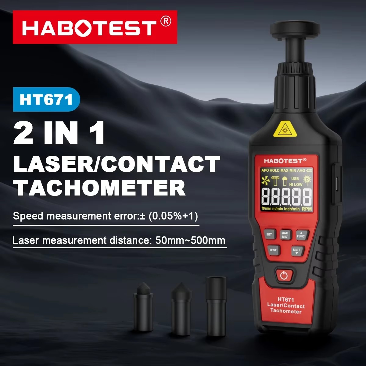 HABOTEST HT671 2-in-1 Digital  - Industrial Laser Tachometer review and price