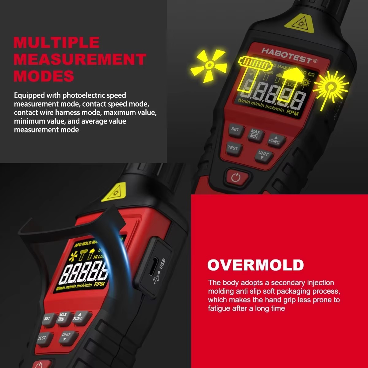 HABOTEST HT671 2-in-1 Digital  - Industrial Laser Tachometer review and price