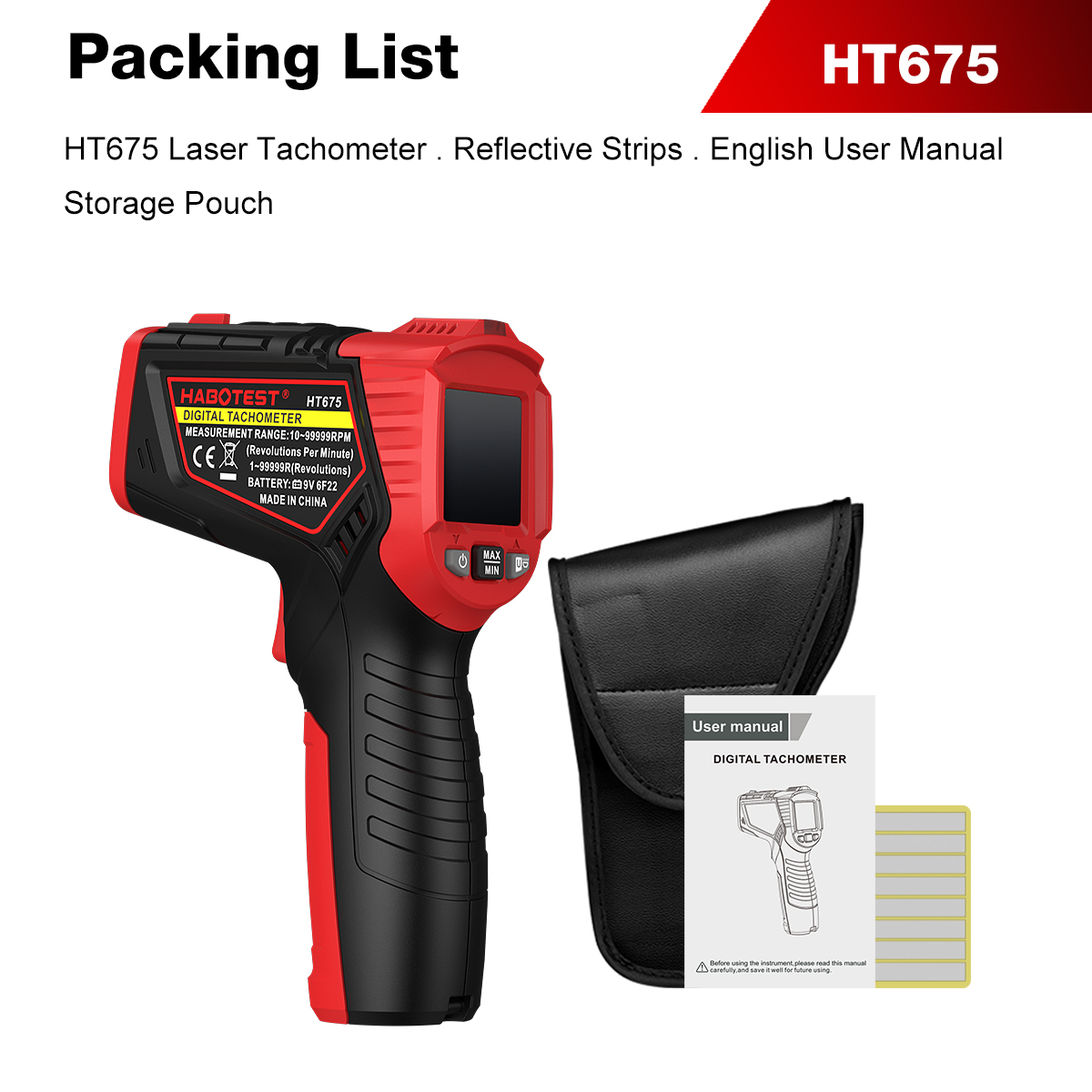 HABOTEST HT675 Non Contact Las - Industrial Laser Tachometer review and price